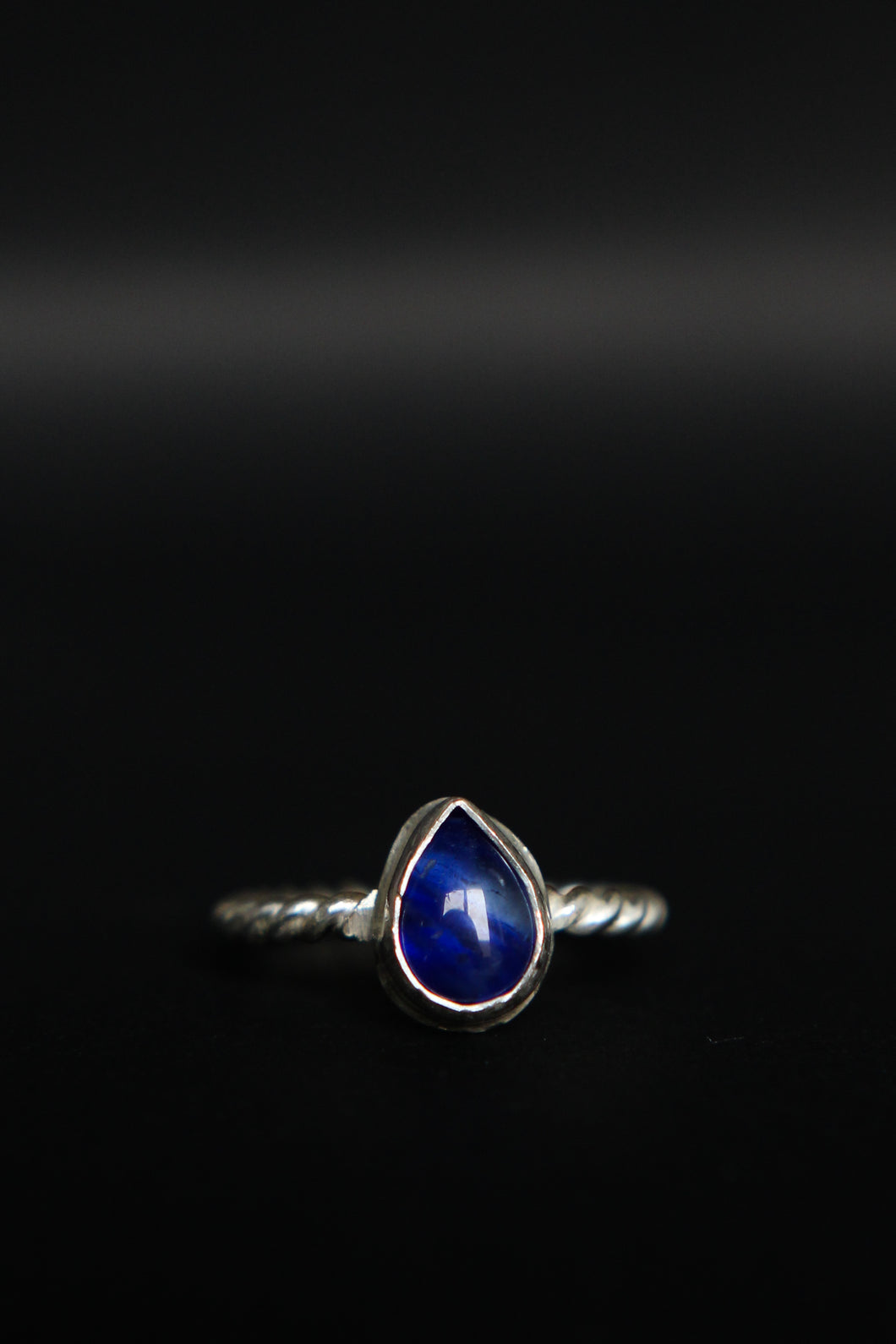 Sterling Silver Blue Agate Ring Size 4.5 | Made by Karina