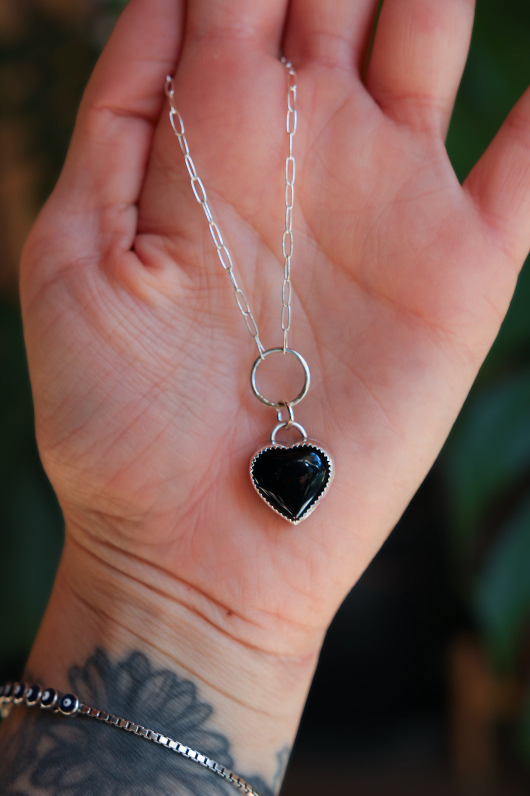 Large Onyx Heart Necklace - Sterling Silver (Copy)