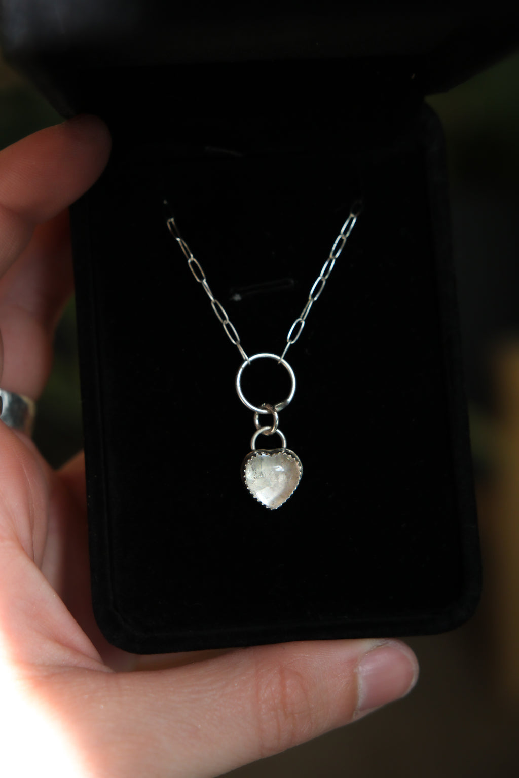 Clear Quartz Heart Necklace - Sterling Silver Made to Order