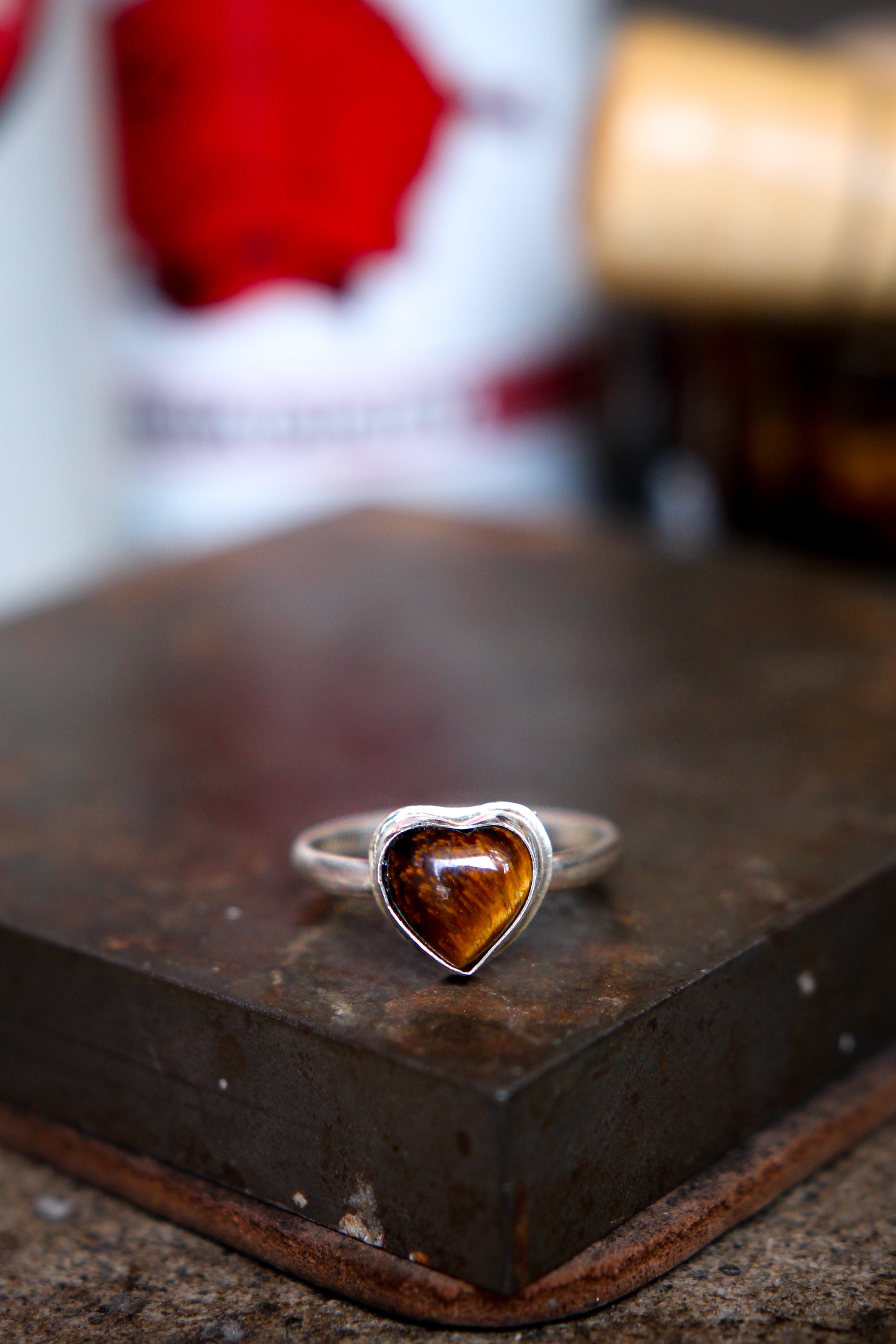 Sterling Silver Tiger’s Eye Heart Ring