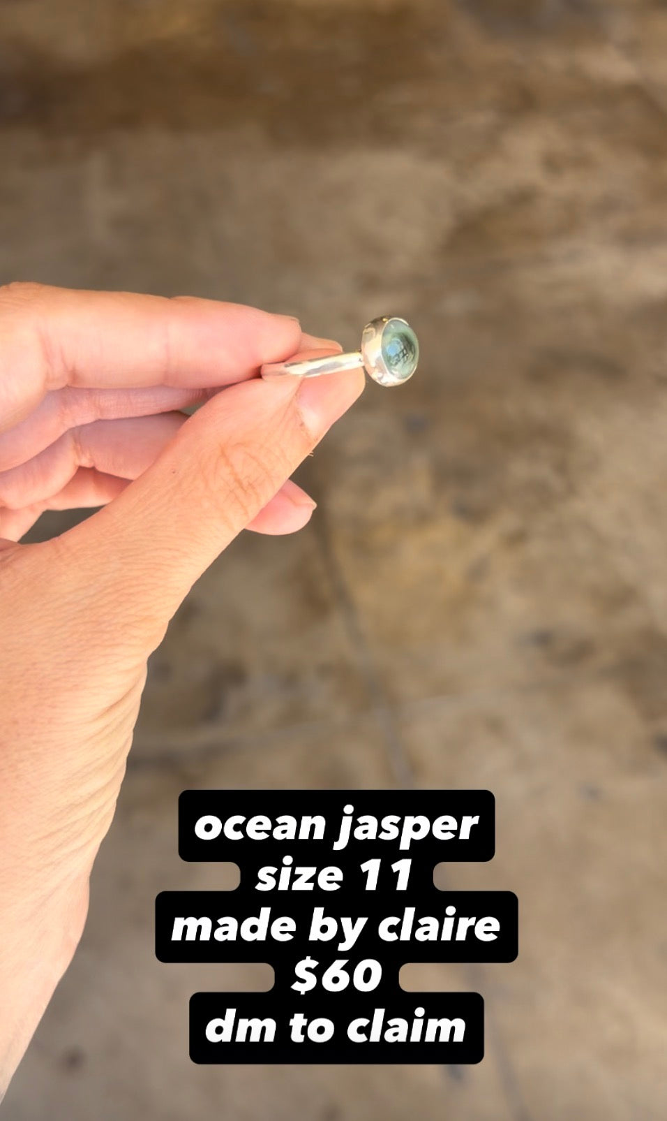 Ocean Jasper ring size 11 made by Claire