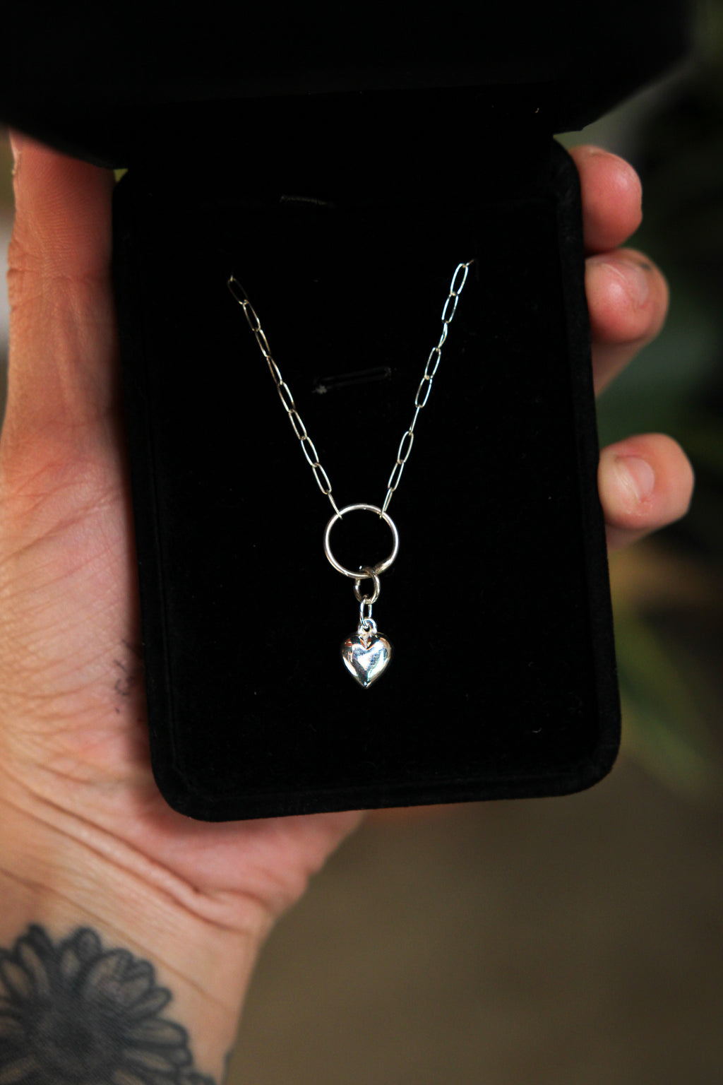 Sterling Silver Puffy Heart Necklace