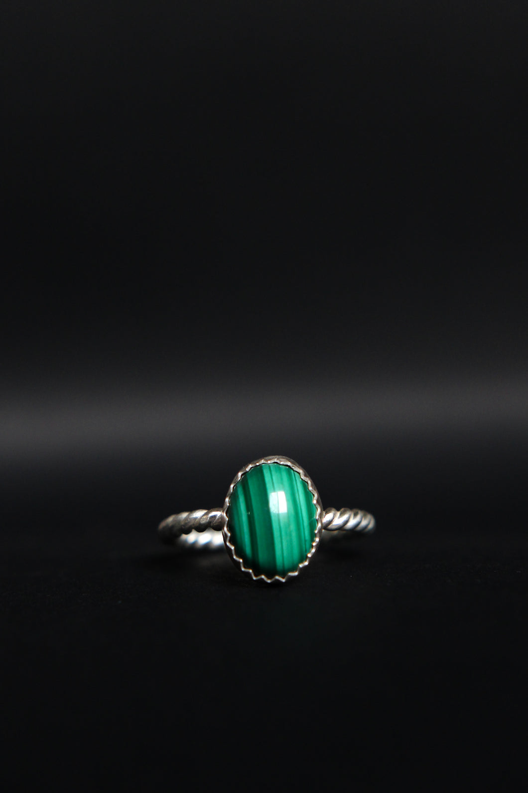 Sterling Silver Malachite Ring Size 5 | Made by Ash