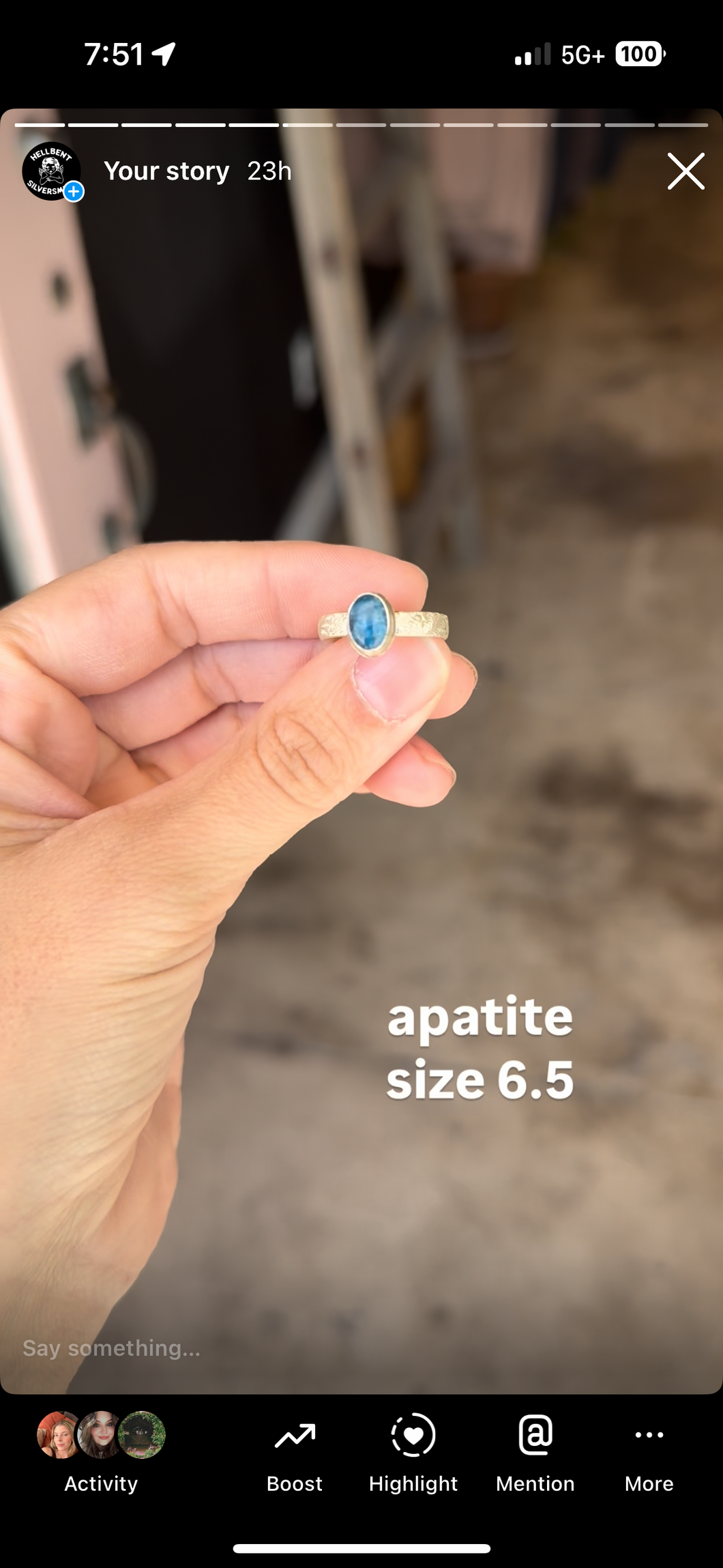 apatite ring size 6.5 ash