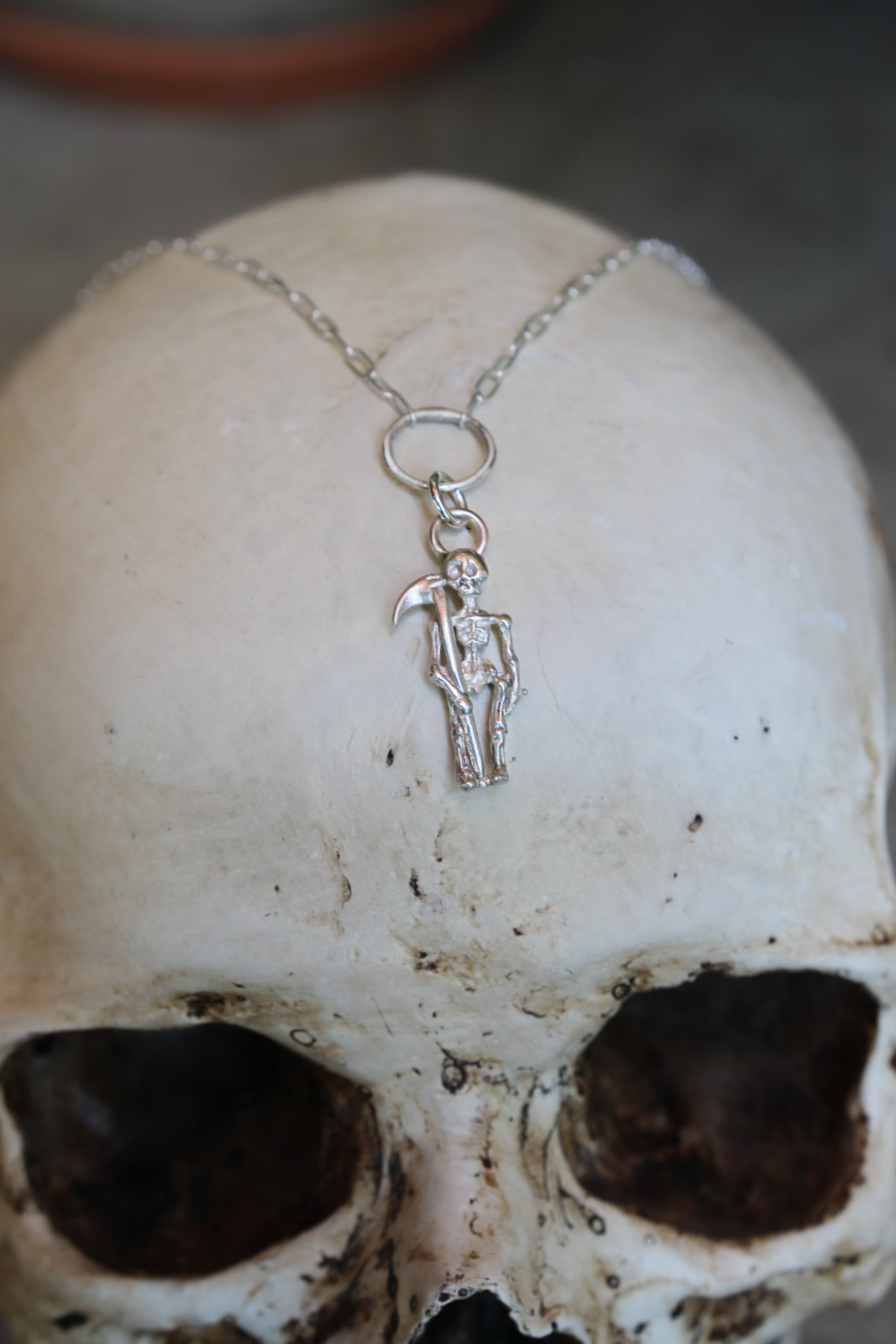 Sterling Silver Memento Morí Necklace