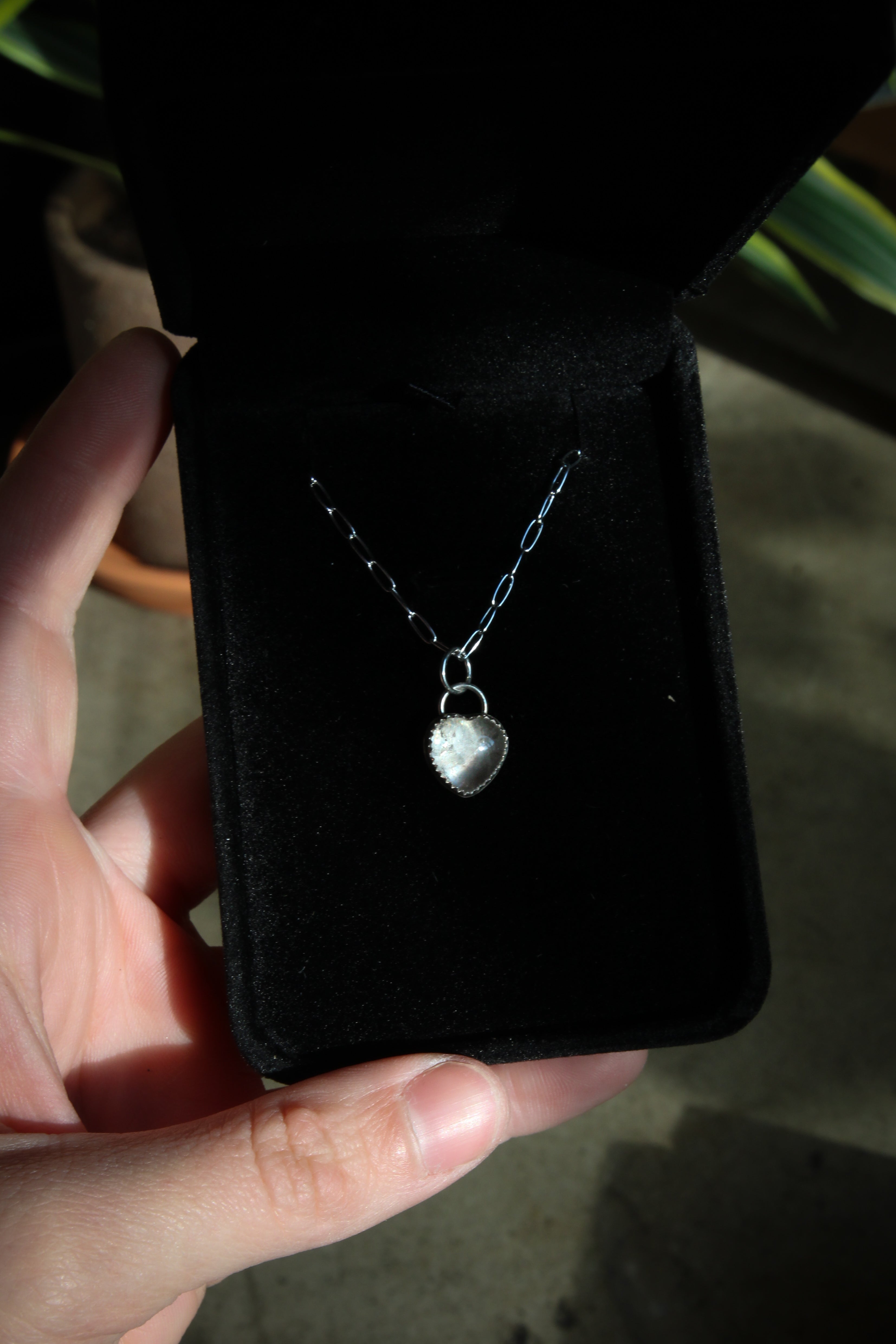 Clear Quartz Heart Necklace - Sterling Silver Made to Order