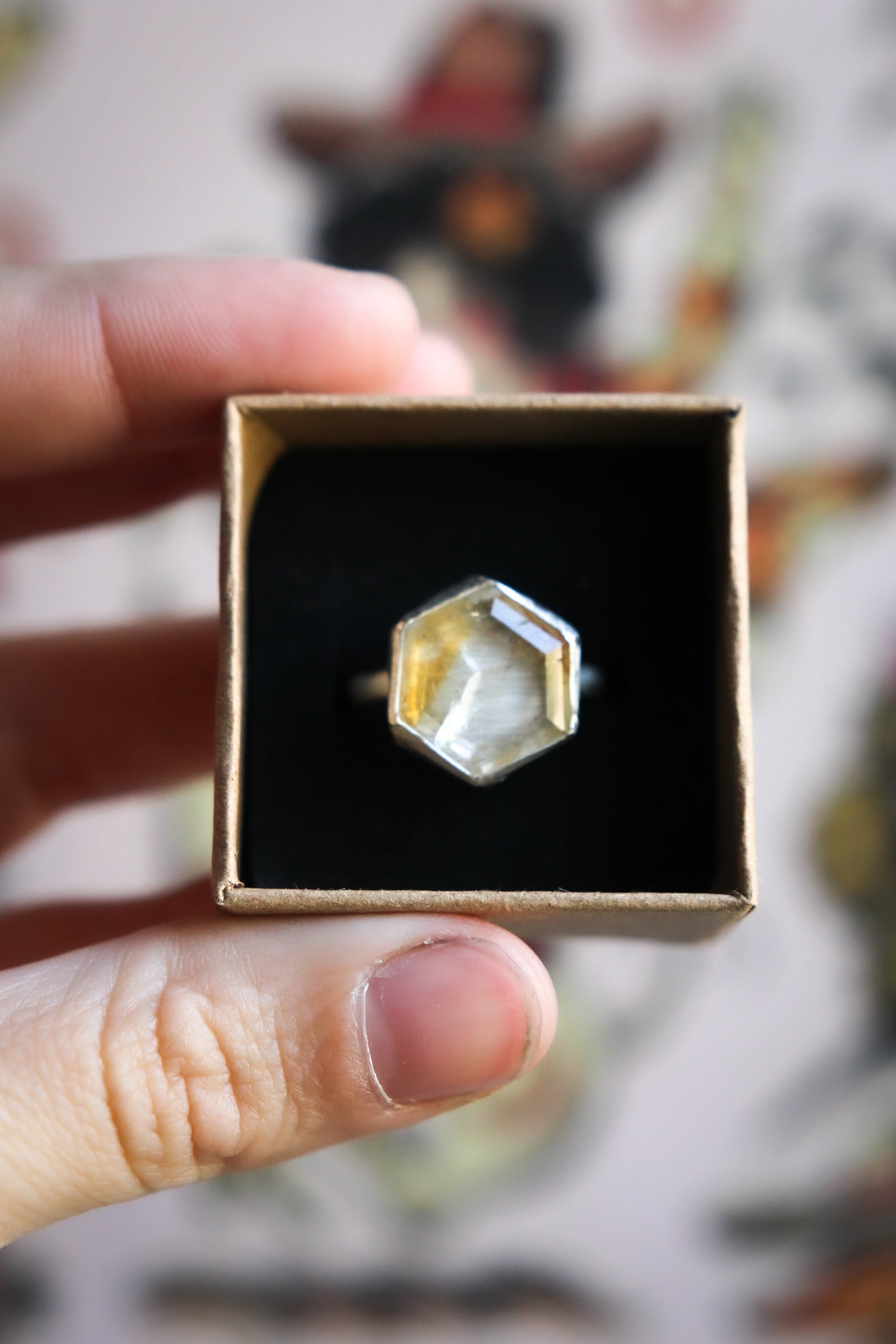 Sterling Silver Citrine Ring Size 7.75 | Made by Ash