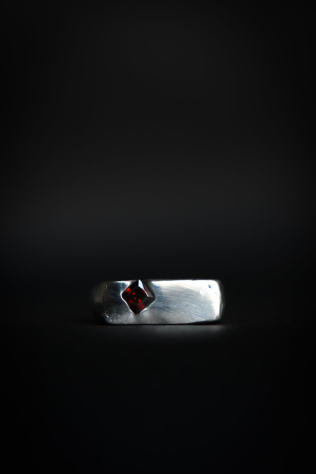 Sterling Silver Red Gem Signet Ring - Made to Size