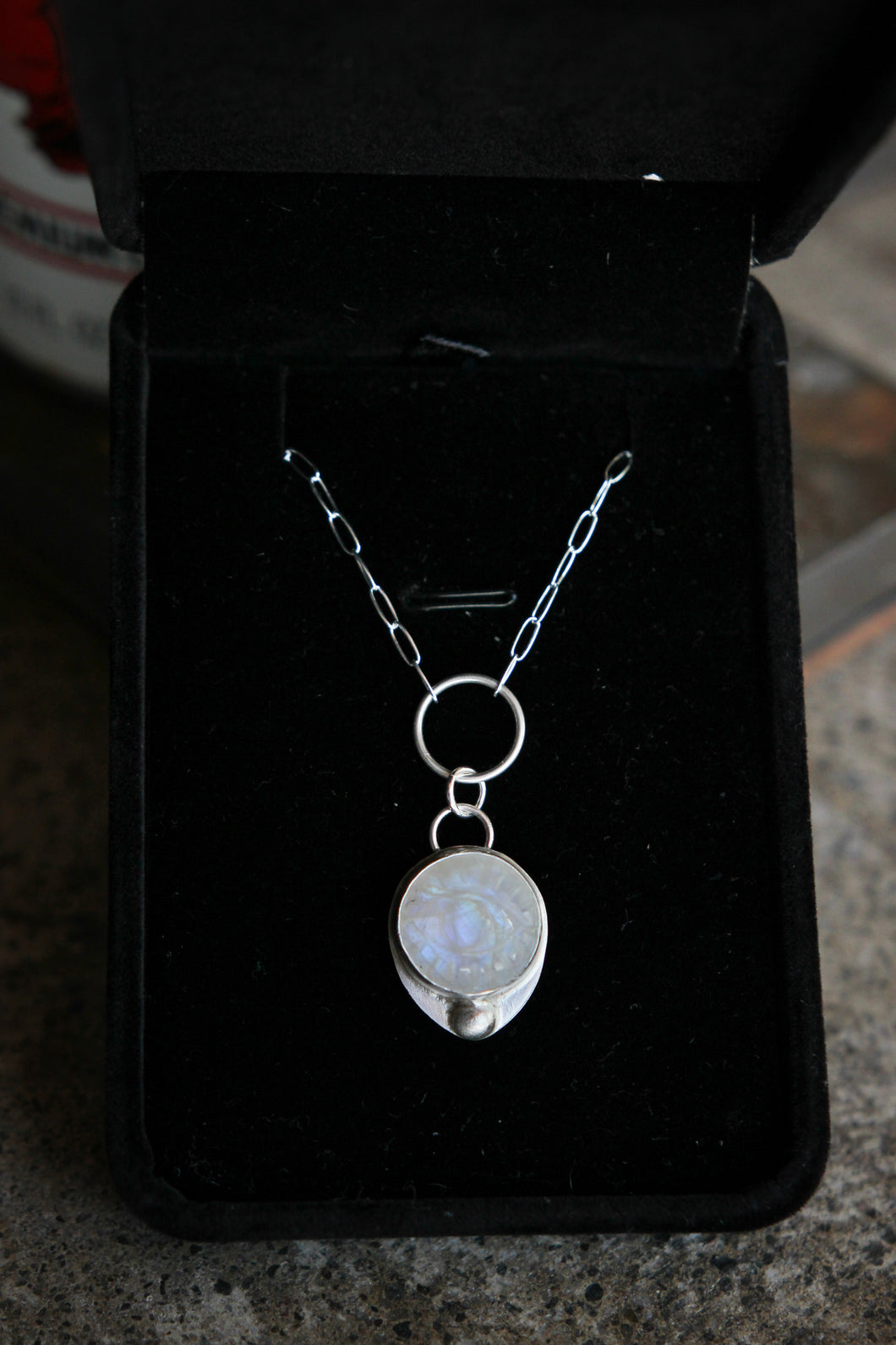 Sterling Silver Rainbow Moonstone Evil Eye Necklace