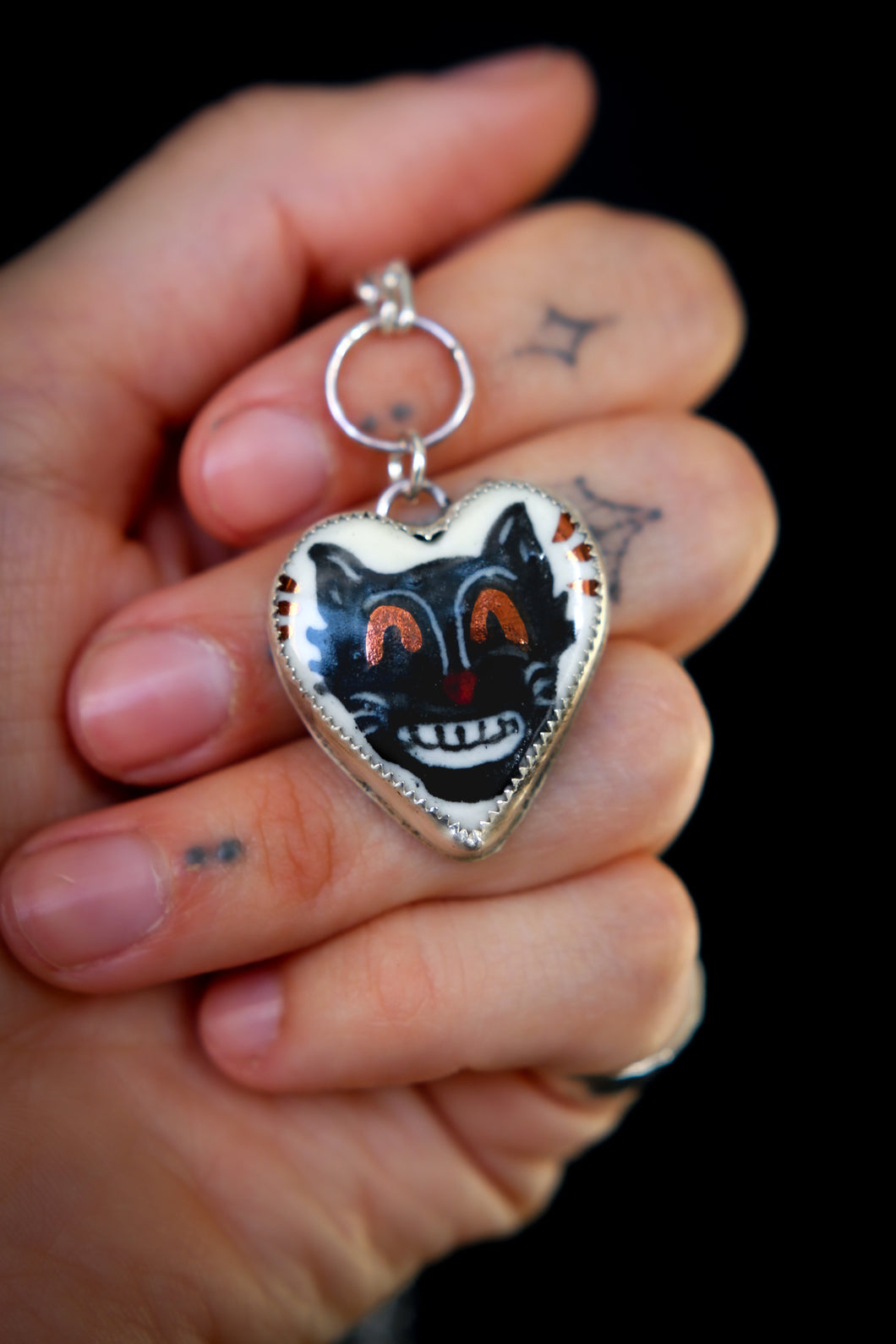 HB X FLORESINSECTA Sterling Silver Black Cat Necklace