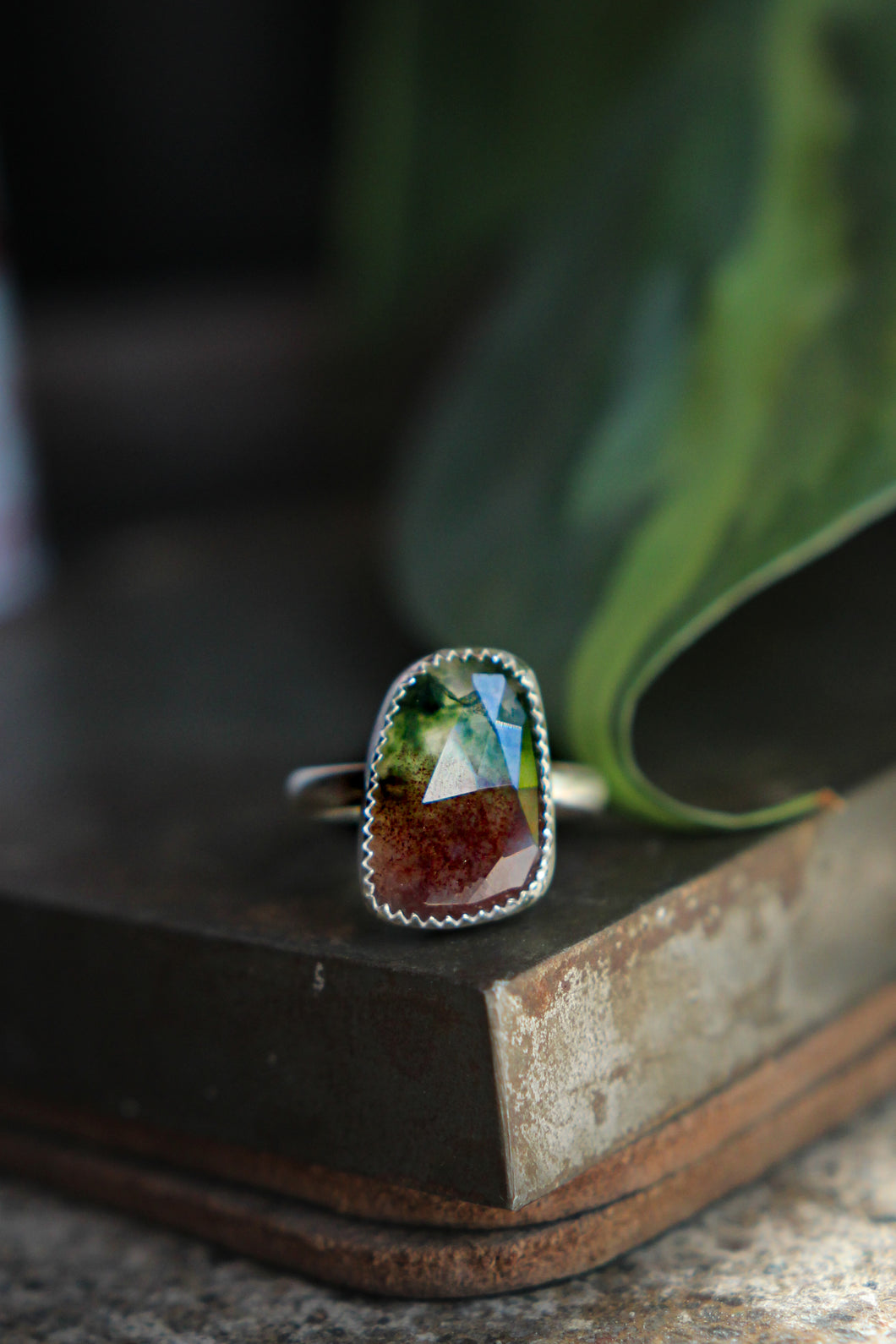 Sterling Silver Moss Agate Ring Size 7 | Made by Ashley