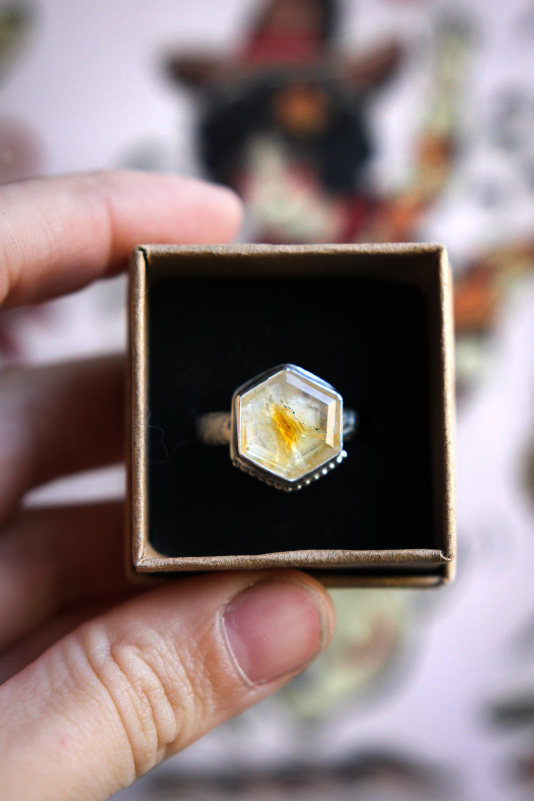 Sterling Silver Citrine Ring Size 8.5 | Made by Ani
