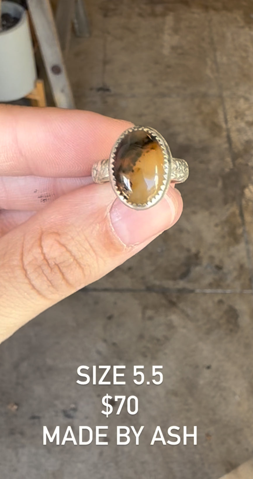 Sterling Silver Montana Agate Ring Made by Ash Size 5.5