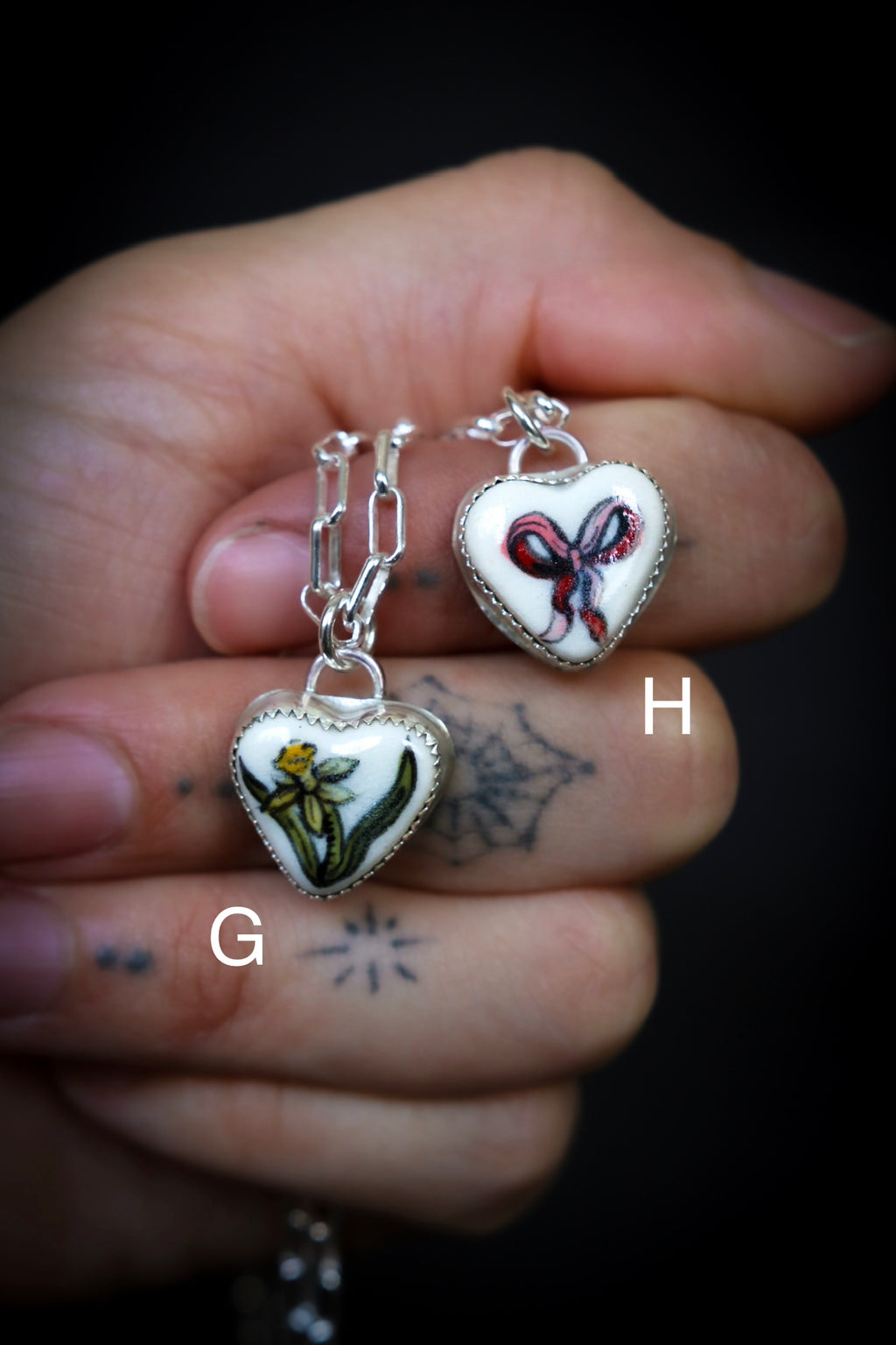 HB x Floresinsecta Sterling Silver Handpainted Ceramic Heart Necklace