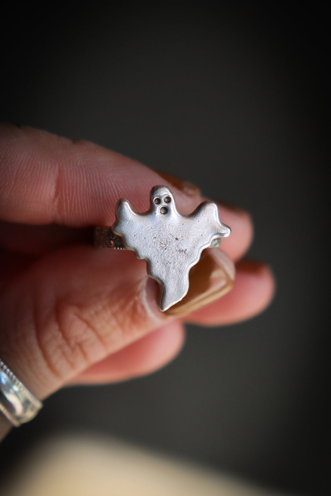 Sterling Silver Big Boo Ghost Ring - Made to Size