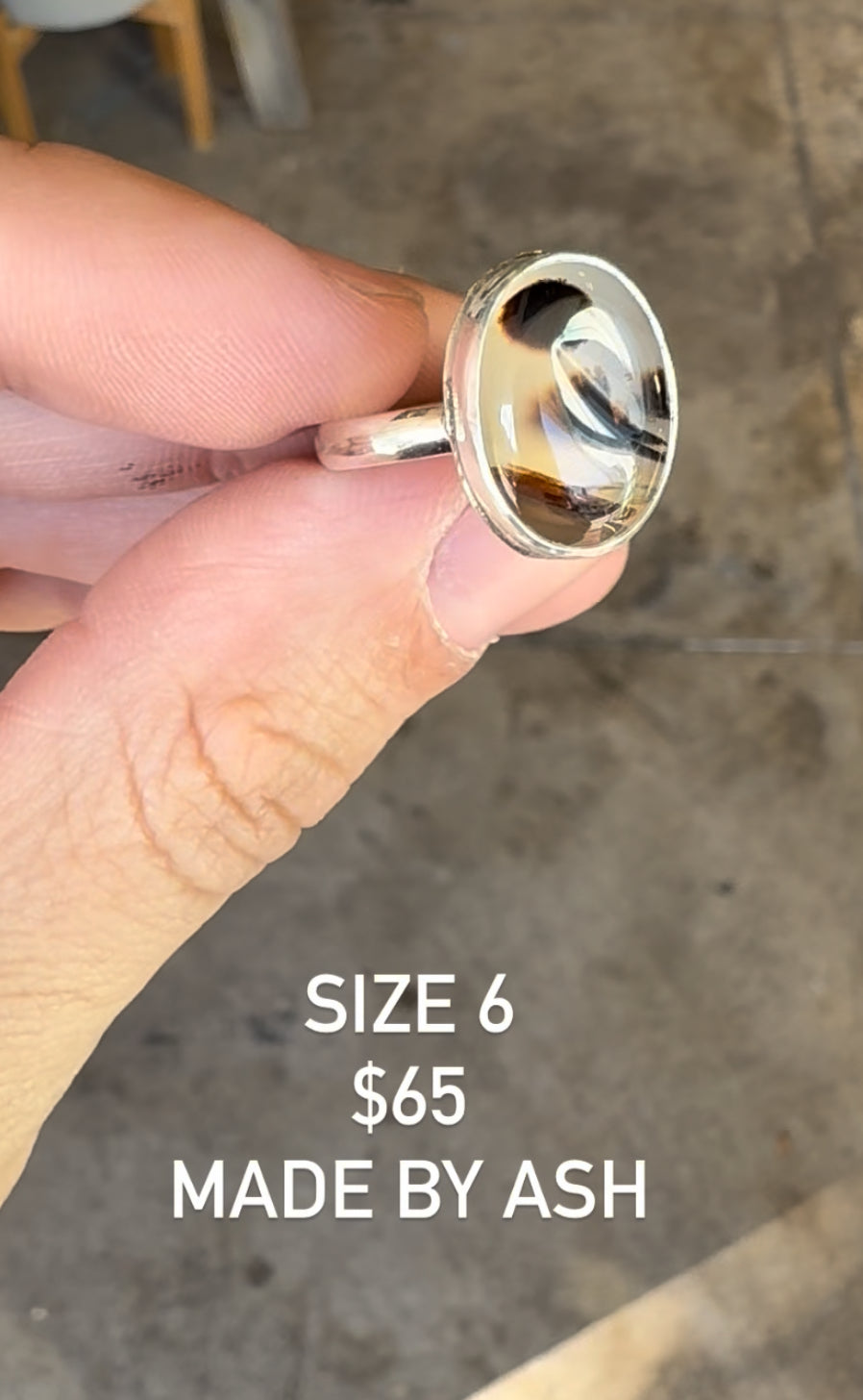 Sterling Silver Montana Agate Ring Made by Ash Size 6