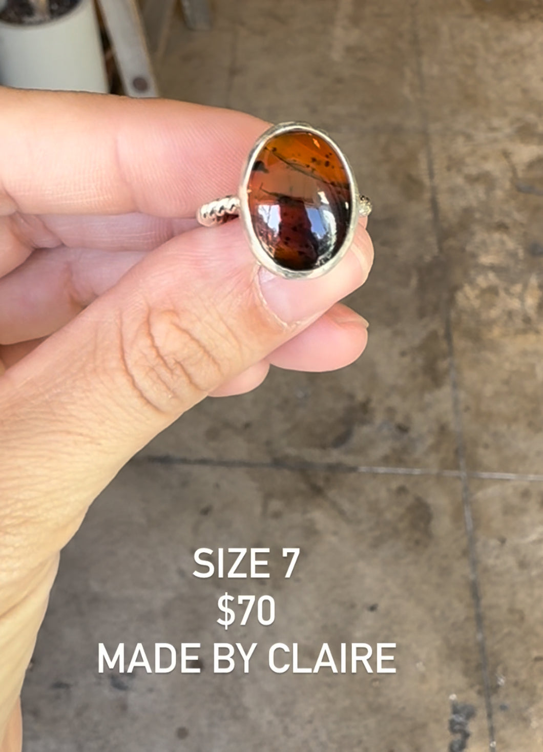 Sterling Silver Montana Agate Ring Made by Claire Size 7