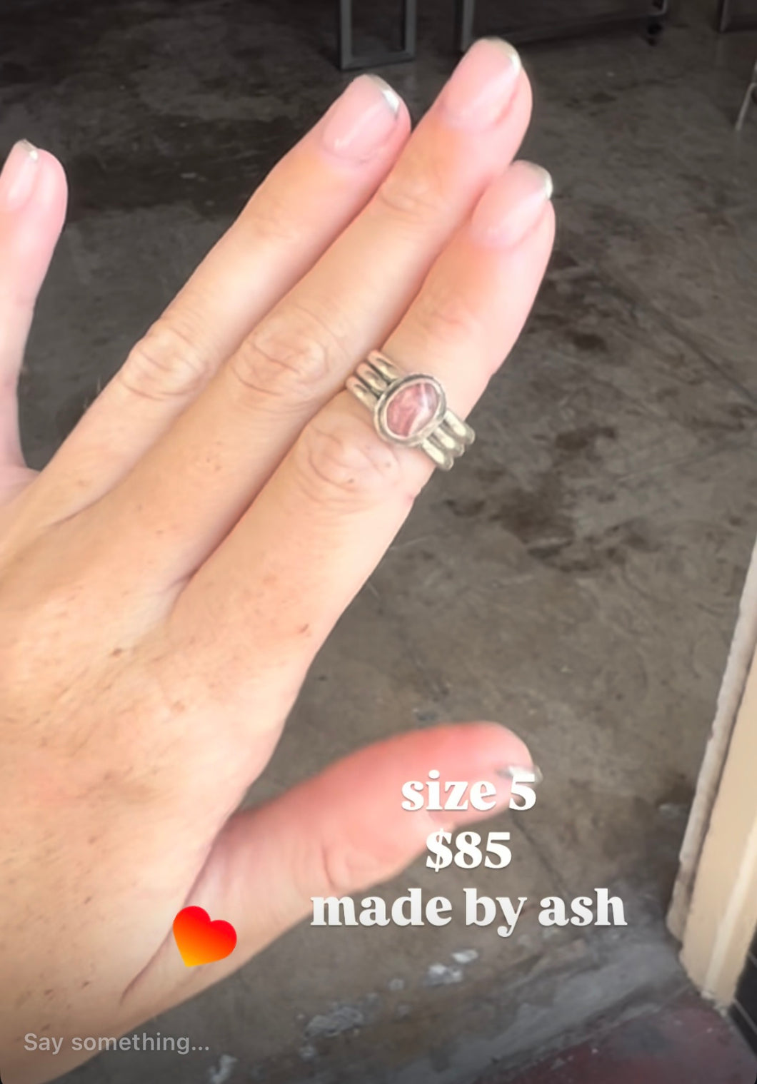 Sterling Silver Rhodochrosite Ring Size 5 Ash