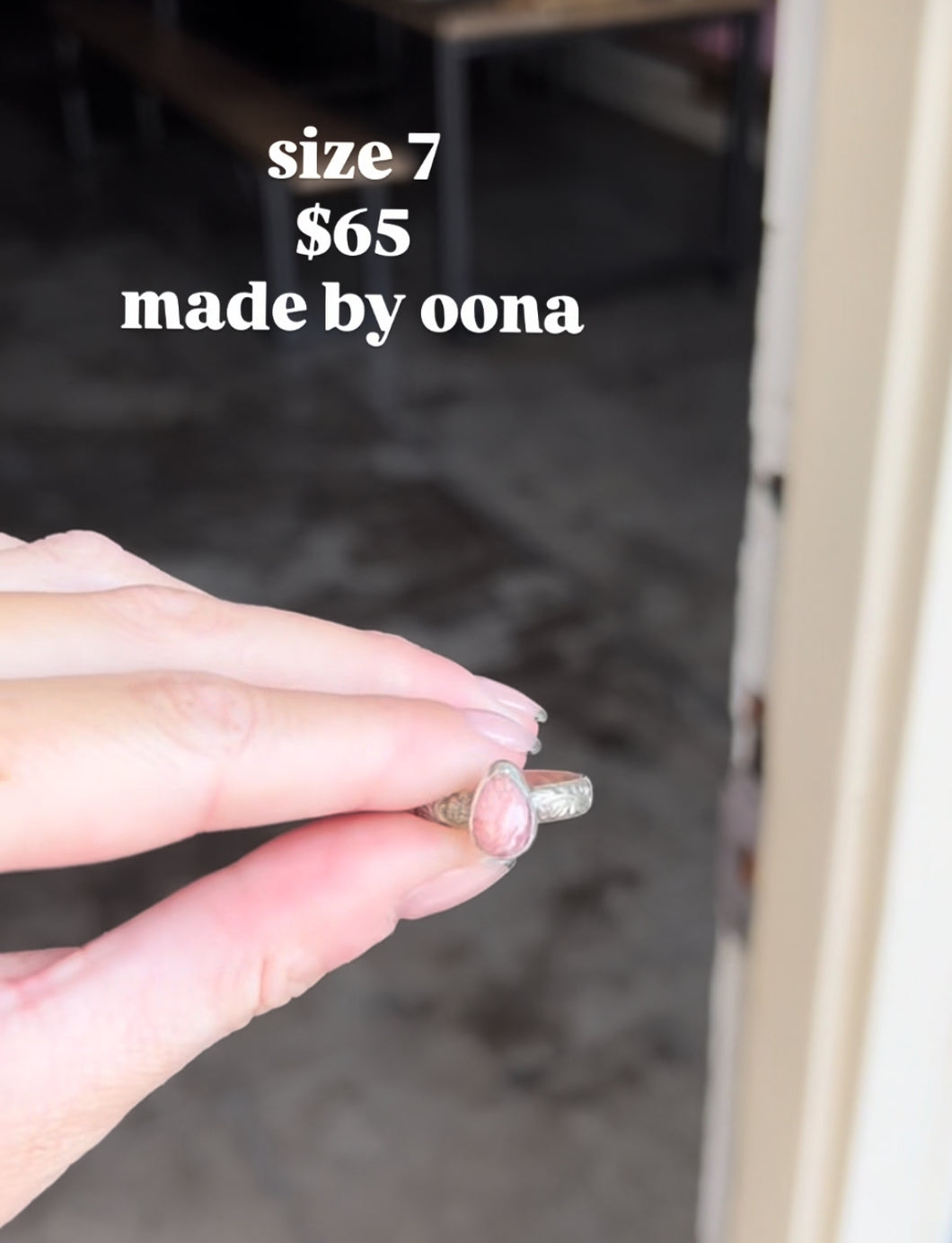 Sterling Silver Rhodochrosite Ring Size 7 Oona