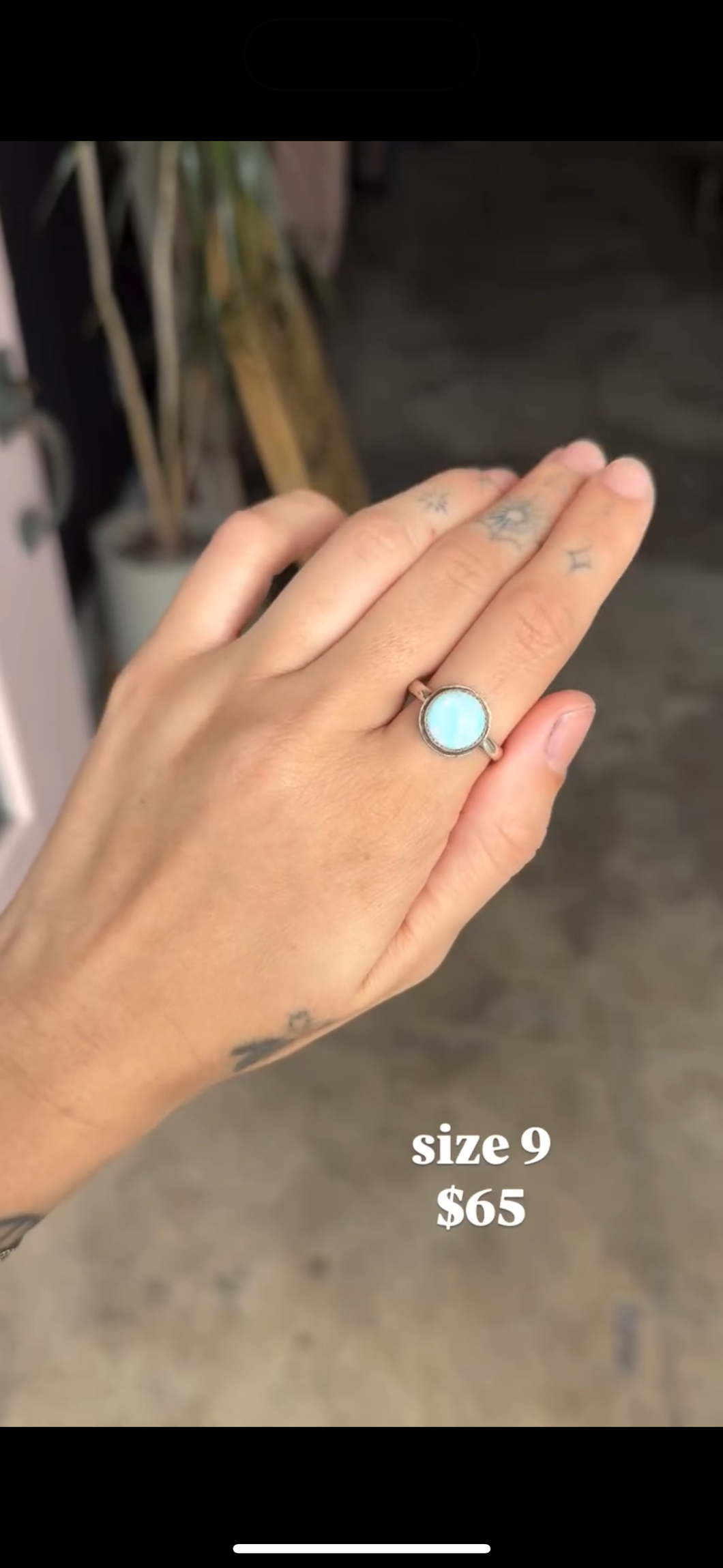 Sterling Silver Opal Ring Size 9 Oona