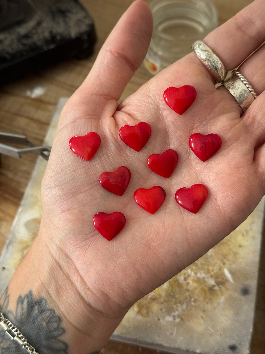Sterling Silver Bamboo Coral Heart Necklace on Chain