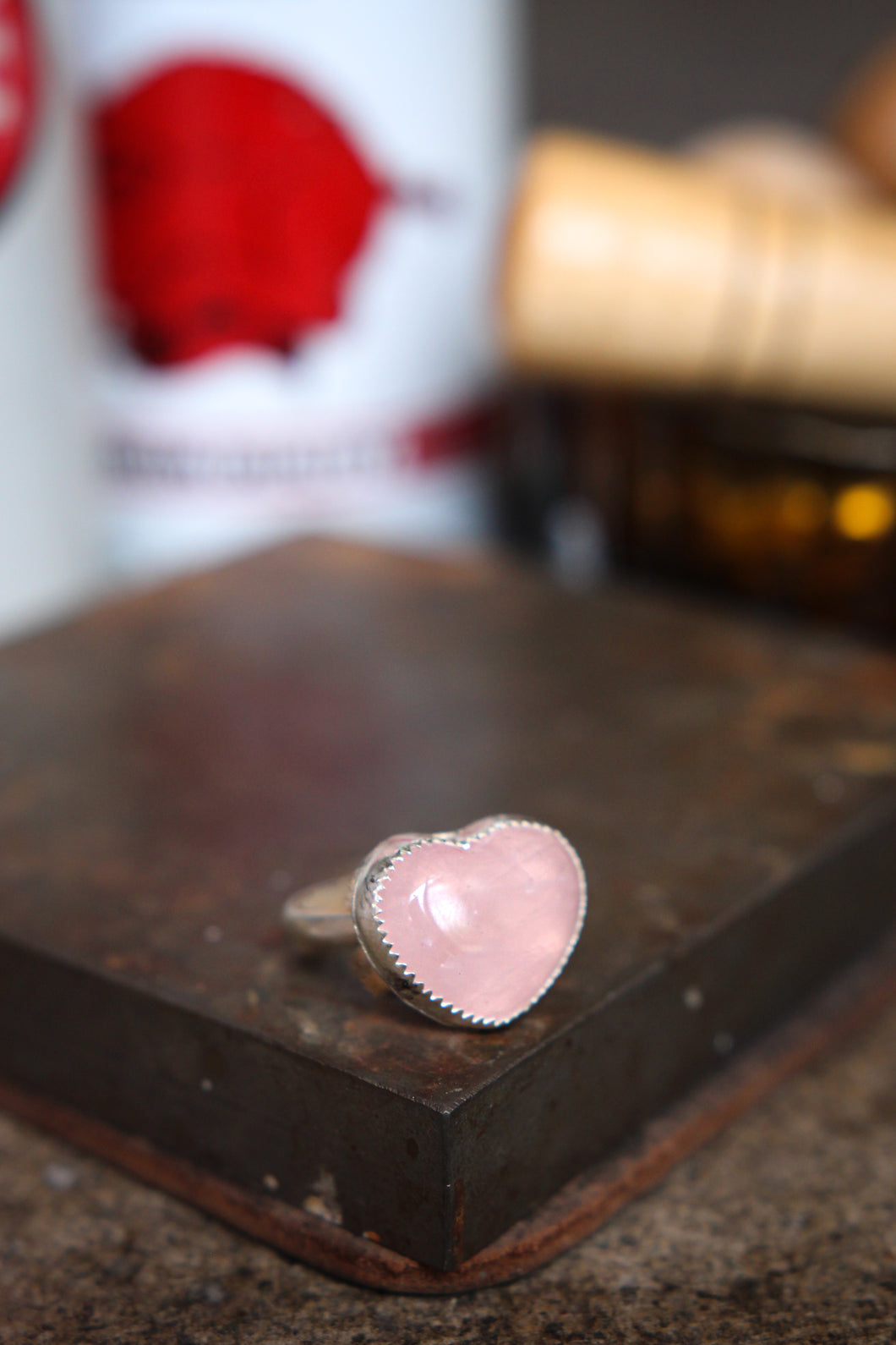 Sterling Silver Rose Quartz Ring Size 9 | Made by Jady
