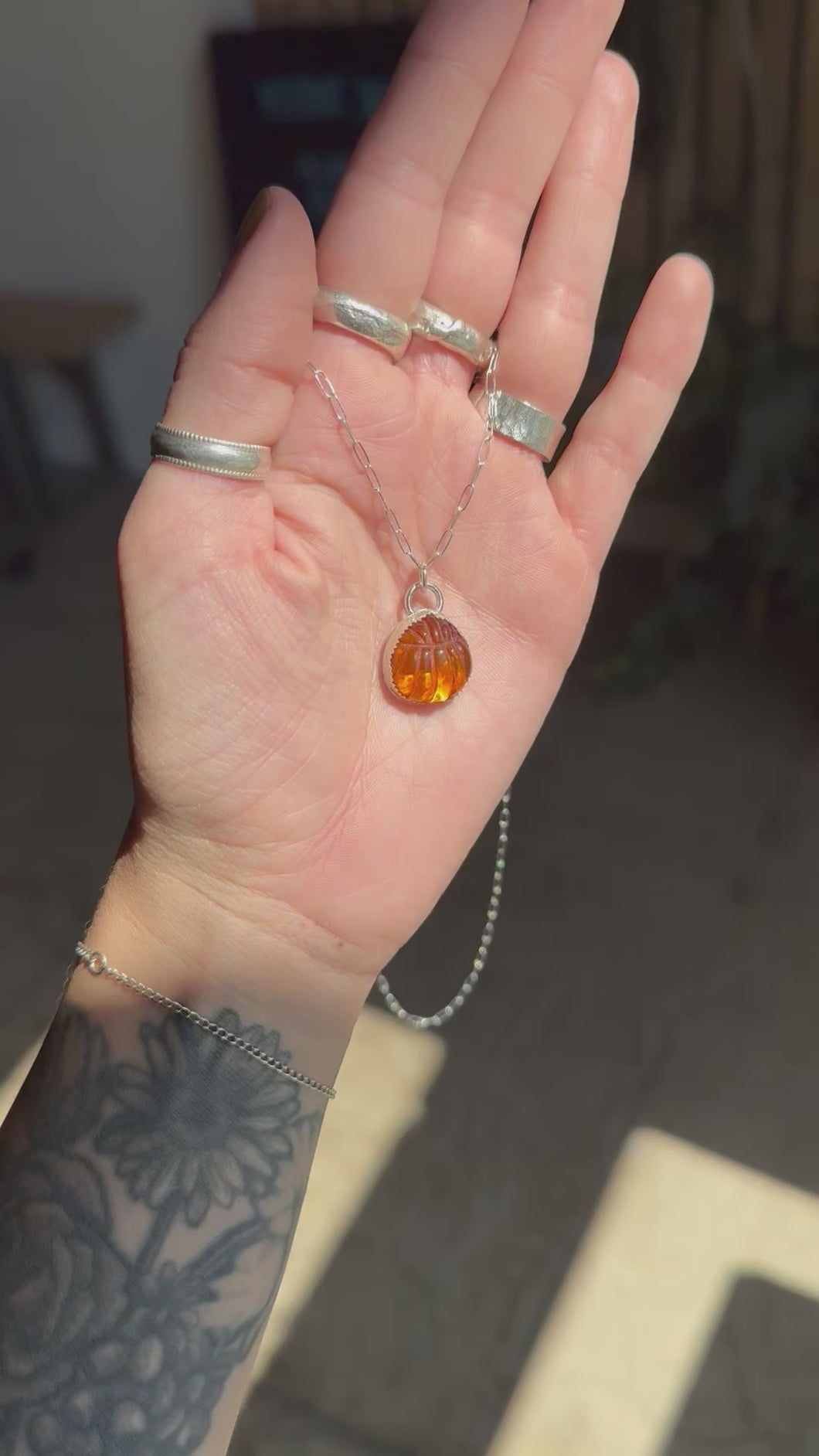 Amber Pumpkin Necklace